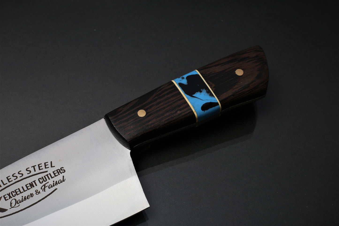 Handcrafted 6" 12C27 Stainless Steel Knife | African Wenge Wood & Feroza Resin Handle