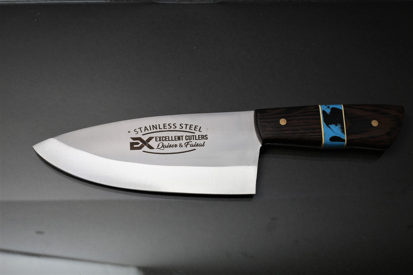 Handcrafted 6" 12C27 Stainless Steel Knife | African Wenge Wood & Feroza Resin Handle