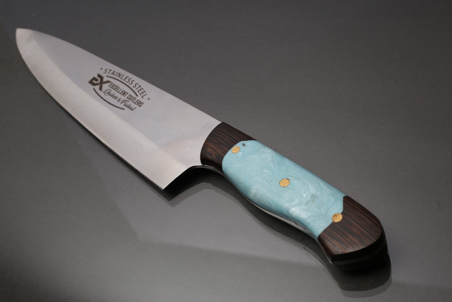9" Premium Chef Knife In African Wenge Wood And Resin Handle