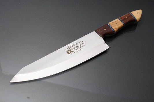Chef/Kicthen Knife (8 Inc) With Cawwood-Brass Spacer Handle-1095 Blade