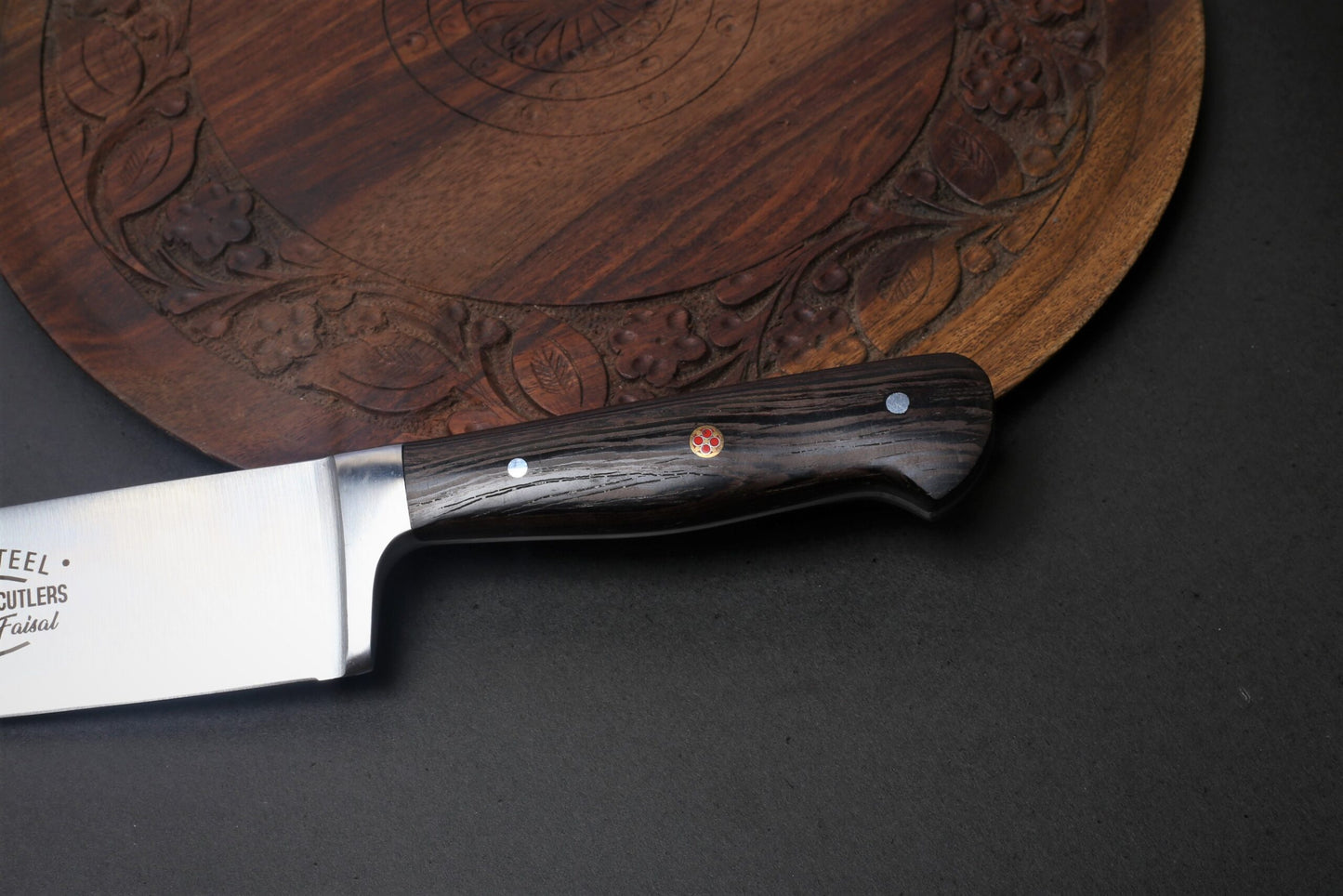 Excellent Chef Knife - African Wenge Wood Handle And 13cr13 Chrome Blade  (Total Length 13.5 Inches )
