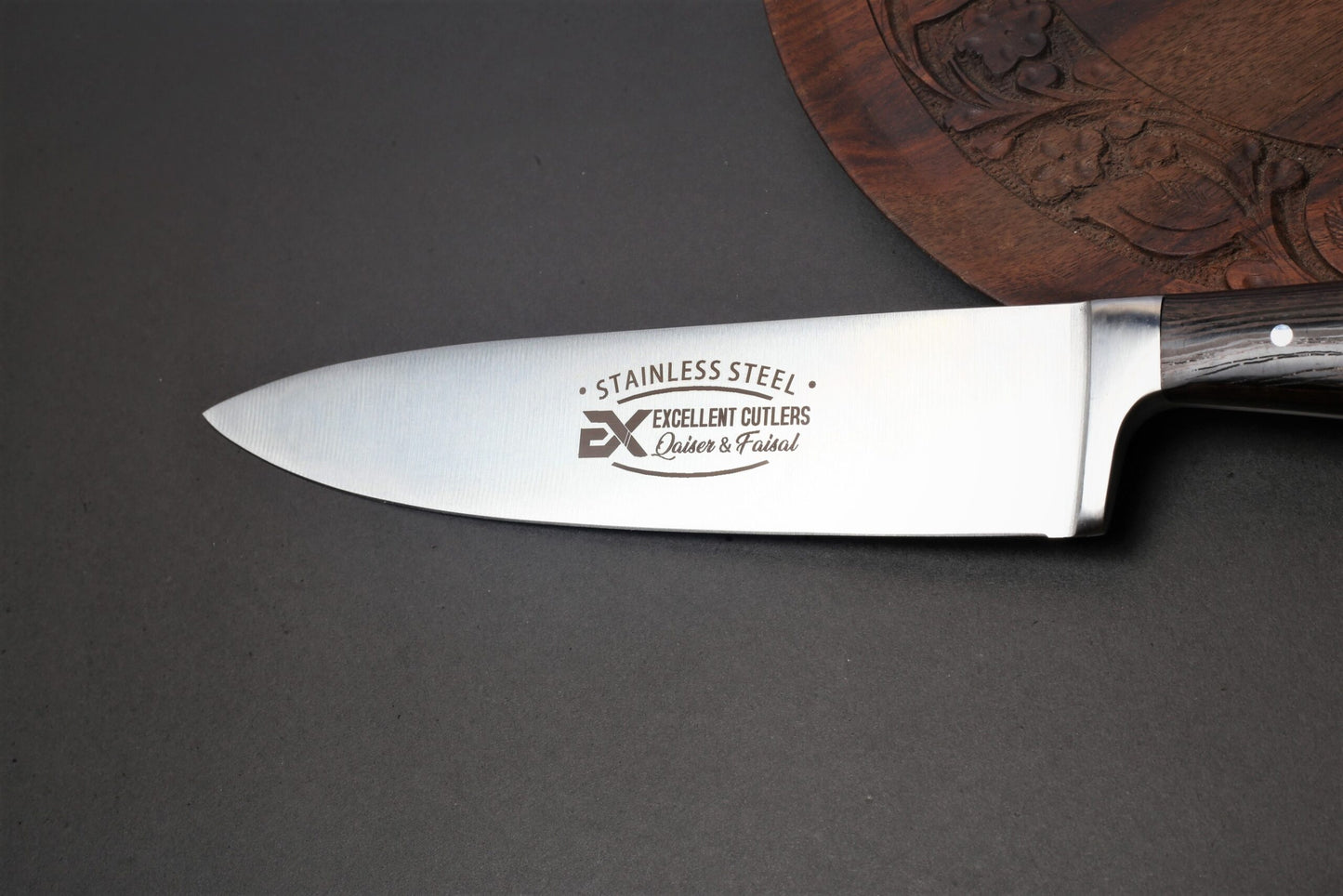 Excellent Chef Knife - African Wenge Wood Handle And 13cr13 Chrome Blade  (Total Length 13.5 Inches )