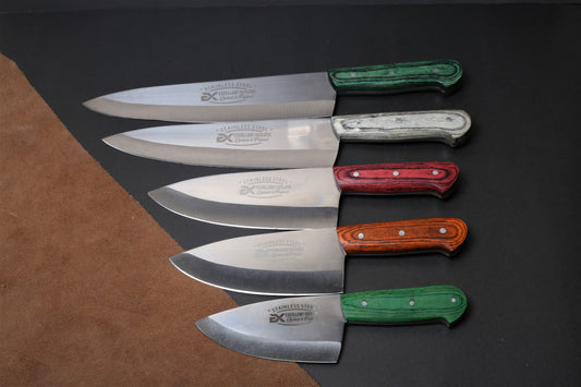 Excellent Premium Quality Slaughtering Set (5Pc) -12c27 Stainless Steel  |Blade Sizes 5" 6" 7" 9" 10" |
