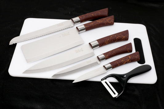 Professional 6-Piece Kitchen Knife Set Wazirabad – Brown Color –