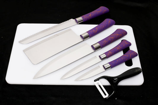 Professional 6-Piece Kitchen Knife Set Wazirabad – Purple Color –