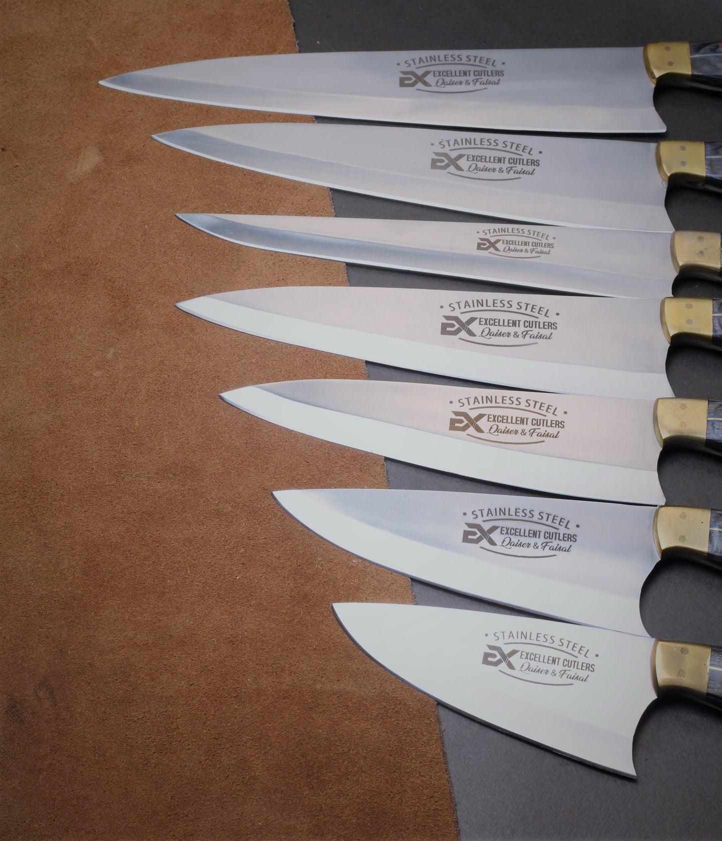 Premium Quality Chef Set (7Pc) In J2 Blade With Brass finishing