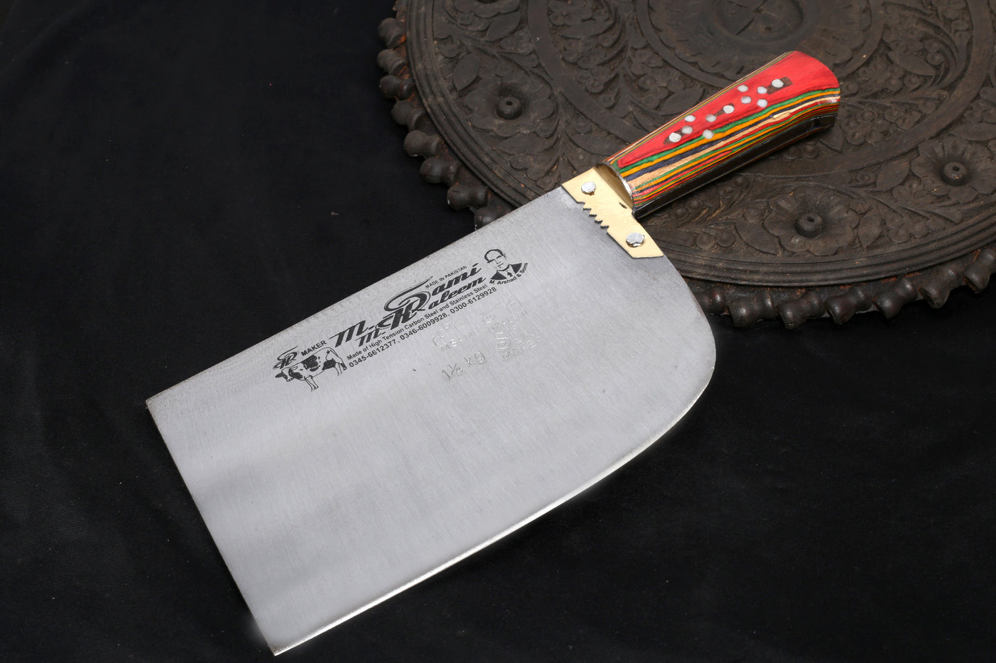 M Sami & Kaleem  1.5 KG/Color Handle, High-Carbon (Kamani) Meat Cleaver – Premium Bone Cutter, Wazirabad, Pakistan