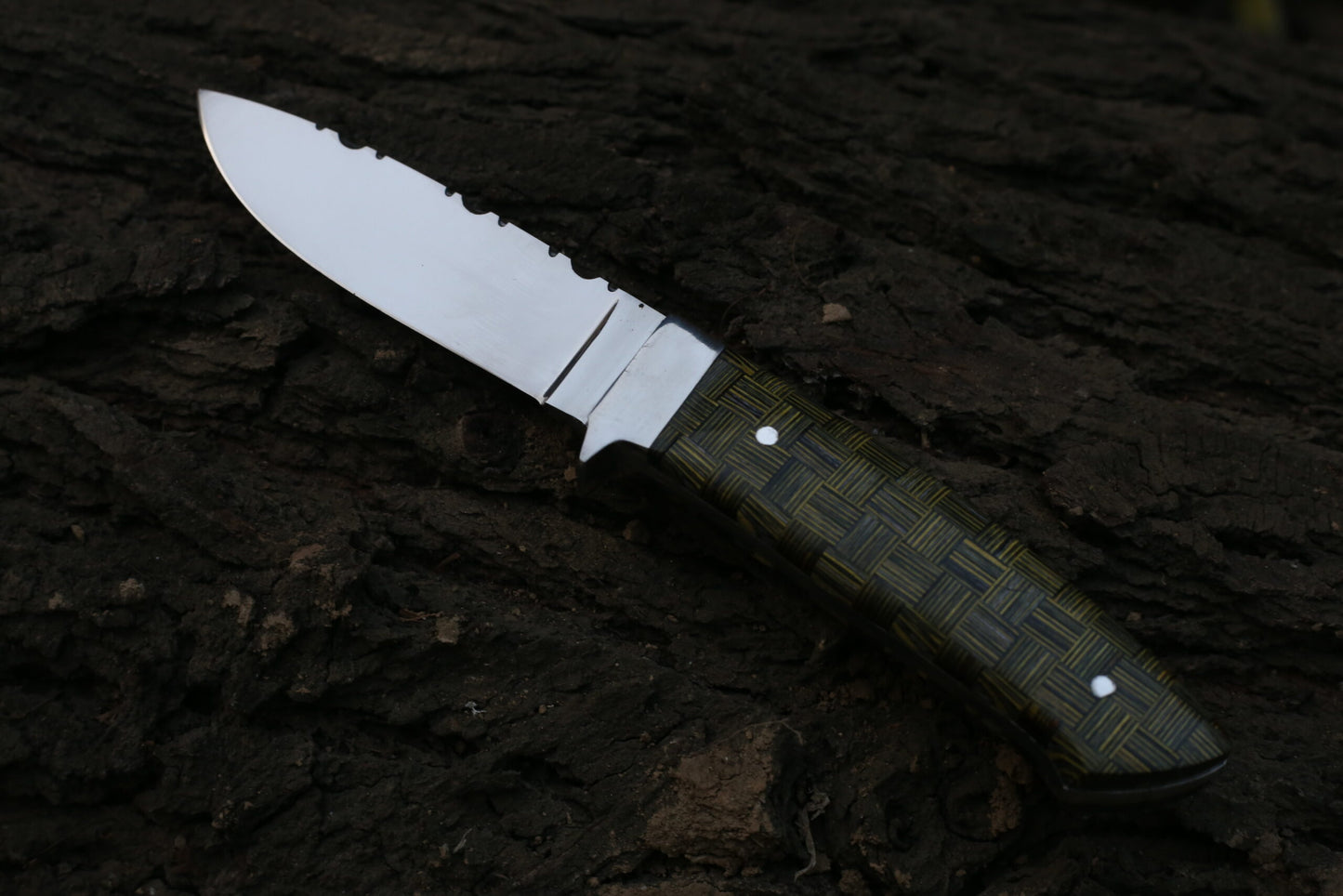 Premium Hunting Dagger ( J2 Blade / Chess Wood Handle 6 Gauge Engraved , With Leather cover