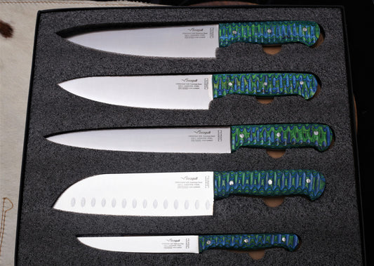 Seagull 5-Piece Professional Kitchen /Chef Knife Set | X40Cr14 Stainless Steel | Hand-Forged with Luxury Color Wood Handles | Deluxe Signature Gift Box