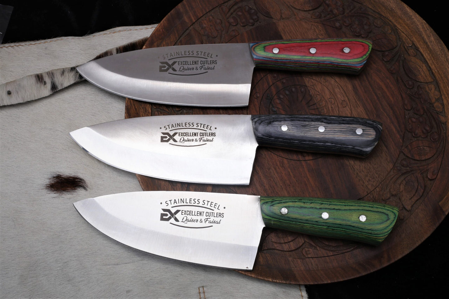 1PC Professional Skinning Knife  6" no 12C27 Stainless Steel Blade | Premium Color wood Handle