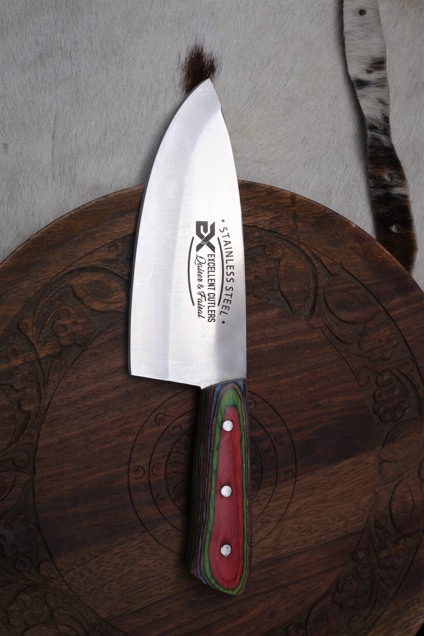 1PC Professional Skinning Knife  6" no 12C27 Stainless Steel Blade | Premium Color wood Handle