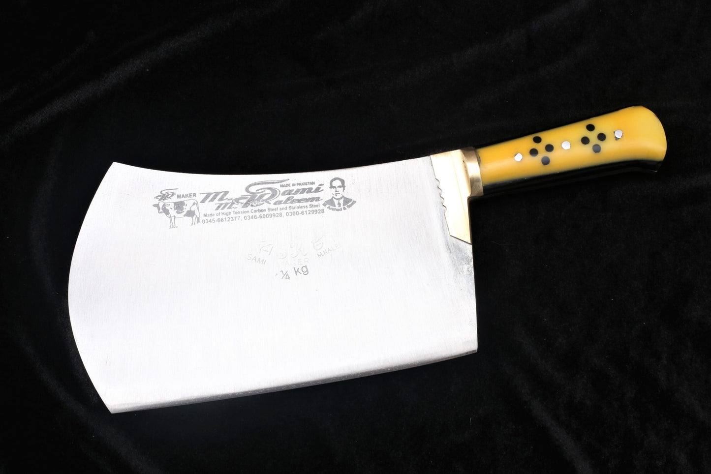 9.5" Professional Handmade Heavy Duty Meat Cleaver | High Carbon Steel Bone Crusher | 1.25kg Butcher Cleaver  with Acrylic & Brass Handle