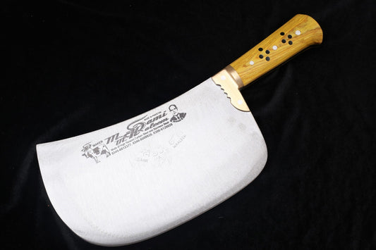 9.5" Mango-Shape Heavy Duty Butcher Cleaver | 1.25kg High Carbon Steel Bone Crusher | Premium Color Wood & Brass Handle | Handmade Meat Cleaver