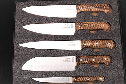 Seagull 5-Piece Professional Chef Knife Set Hand-Finished Ash Wood | X40Cr14 Stainless Steel | Deluxe Signature Gift Box