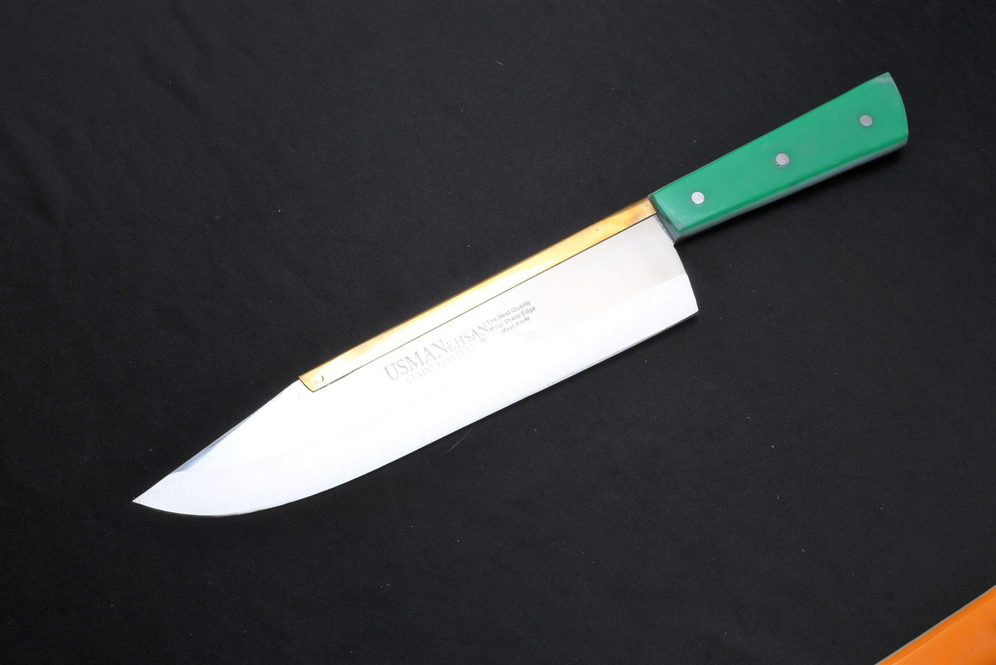 Usman Slaughter Knife Set – 3-Piece Stainless Steel Blades with Acrylic Handles (9”, 7.5”, 6”)