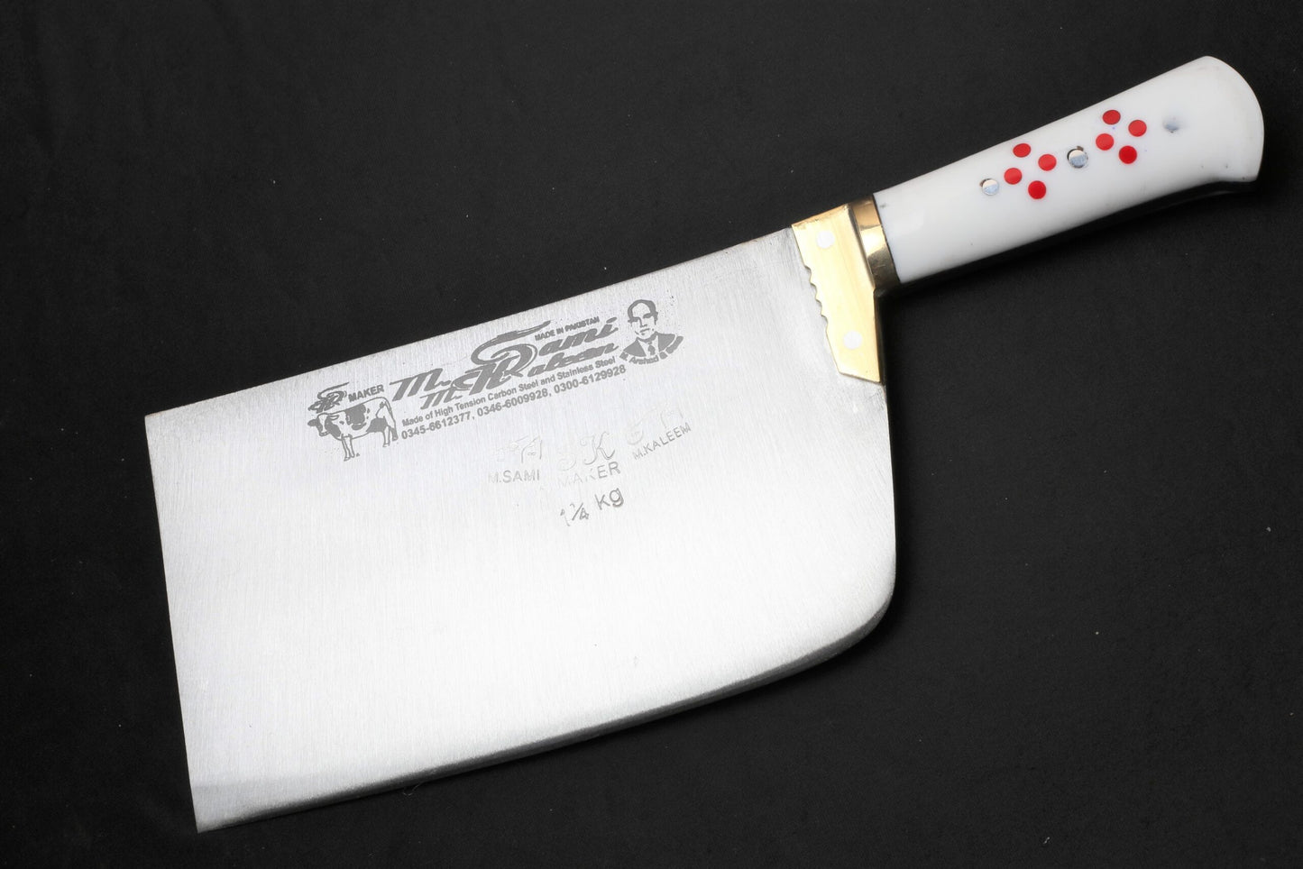 M. Sami & M. Kaleem Heavy Bone Cutter – 1.25 KG High Carbon Steel Blade with Acrylic Handle & Brass Bolster