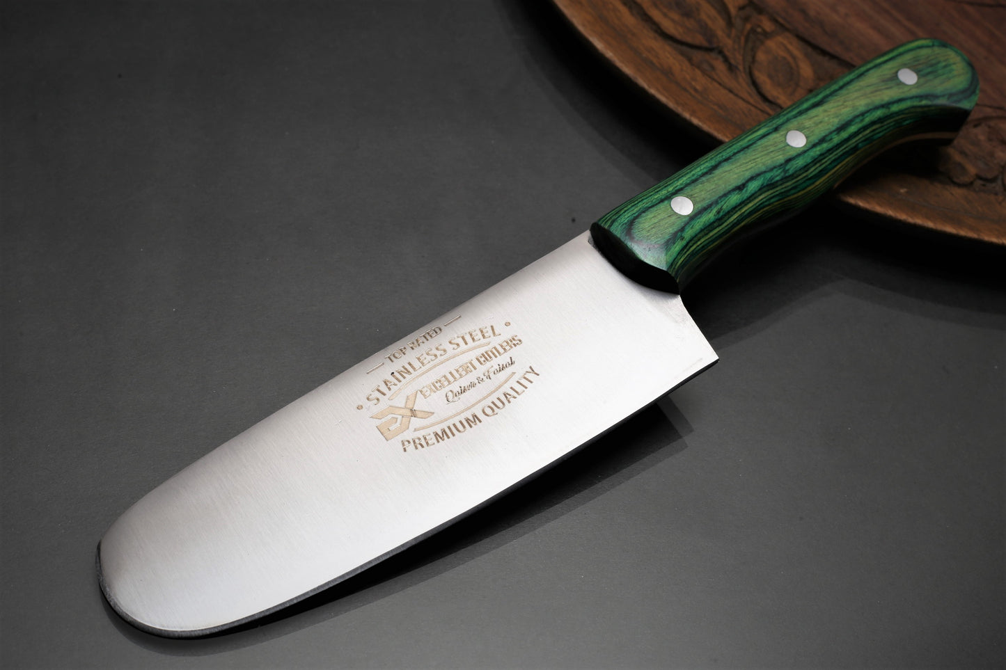 EXCELLENT CUTLERS Professional 12C27 Stainless Steel Skinner Knife –  Turkish / Misri Styled Hunting & Butchery Knife with Matte Satin Finish & Colored Wood Handle