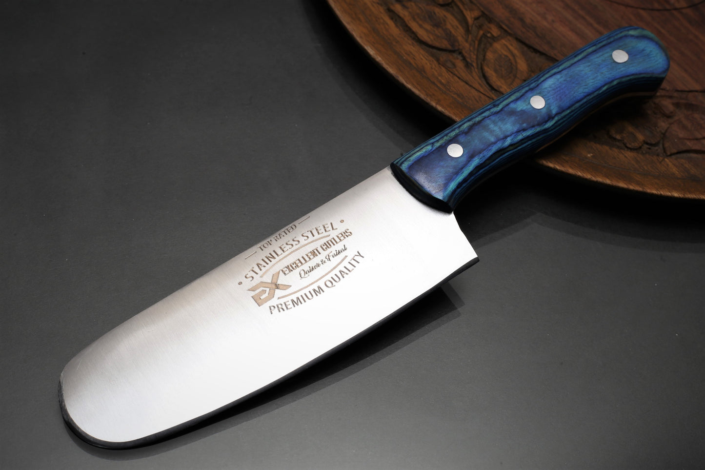 EXCELLENT CUTLERS Professional 12C27 Stainless Steel Skinner Knife –  Turkish / Misri Styled Hunting & Butchery Knife with Matte Satin Finish & Colored Wood Handle
