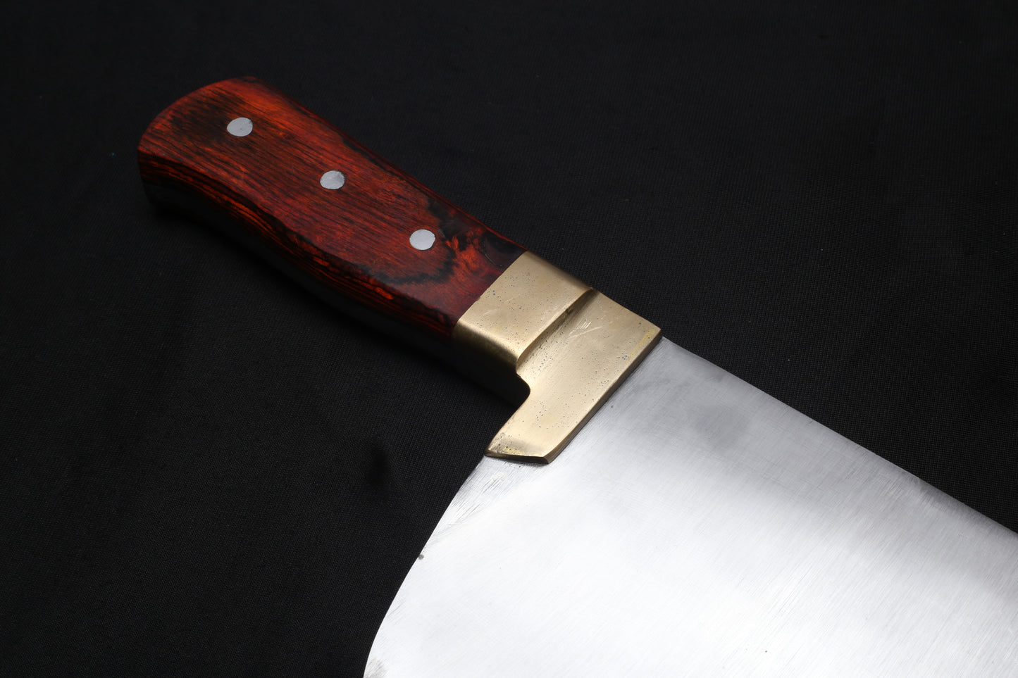Heavy-Duty Handcrafted Butcher Cleaver Knife – Wazirabad High-Carbon Kamani Steel Heavy Bone Cutter with Pakkawood Handle & Brass Bolster