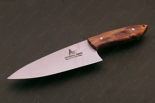 Marlins 12-Inch Kitchen Knife 0087 – Premium Stainless Steel Slaughter Knife for Meat & Kitchen Use – Ergonomic Wooden Handle.