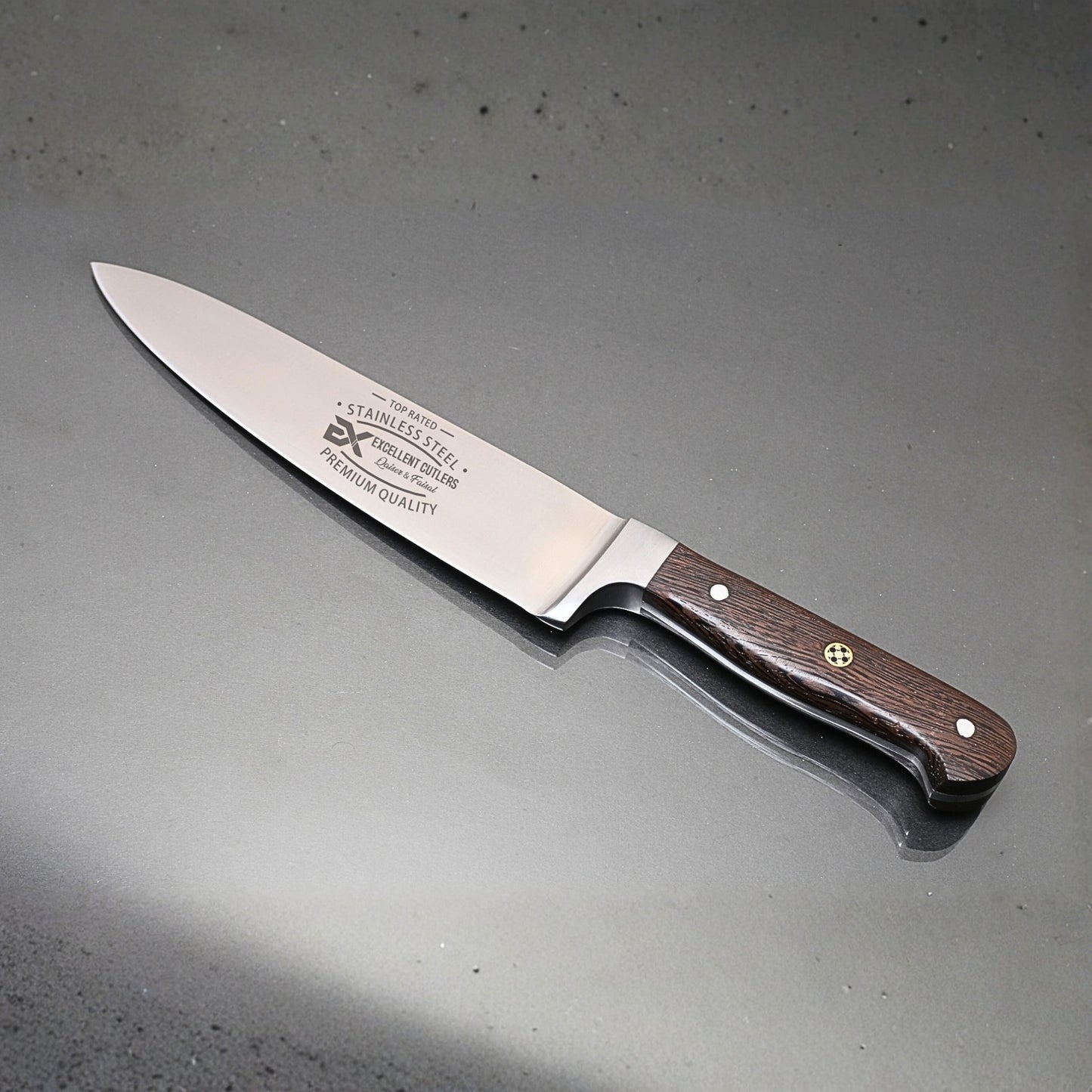 Excellent Chef Knife - African Wenge Wood Handle And 13cr13 Chrome Blade  (Total Length 13.5 Inches )