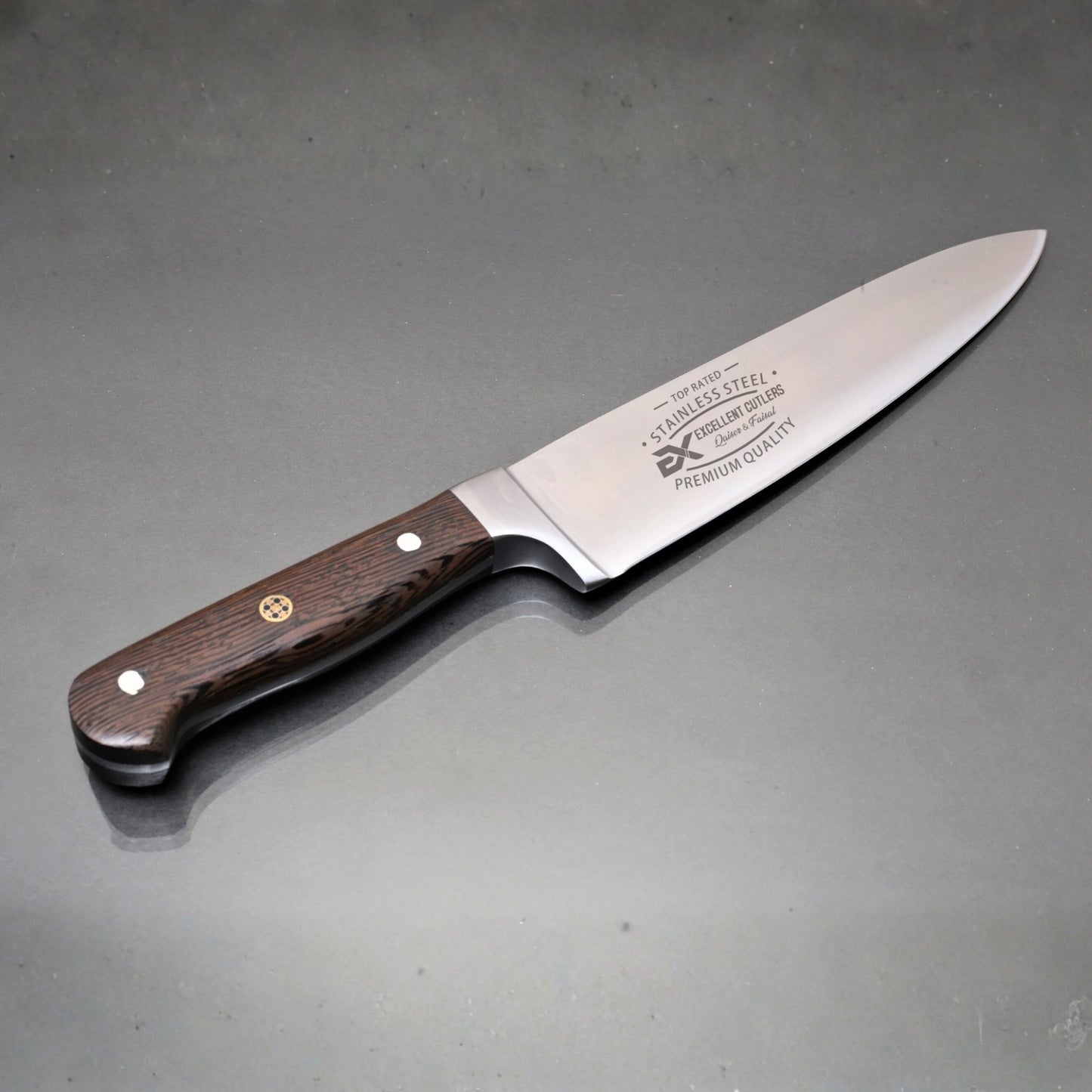 Excellent Chef Knife - African Wenge Wood Handle And 13cr13 Chrome Blade  (Total Length 13.5 Inches )