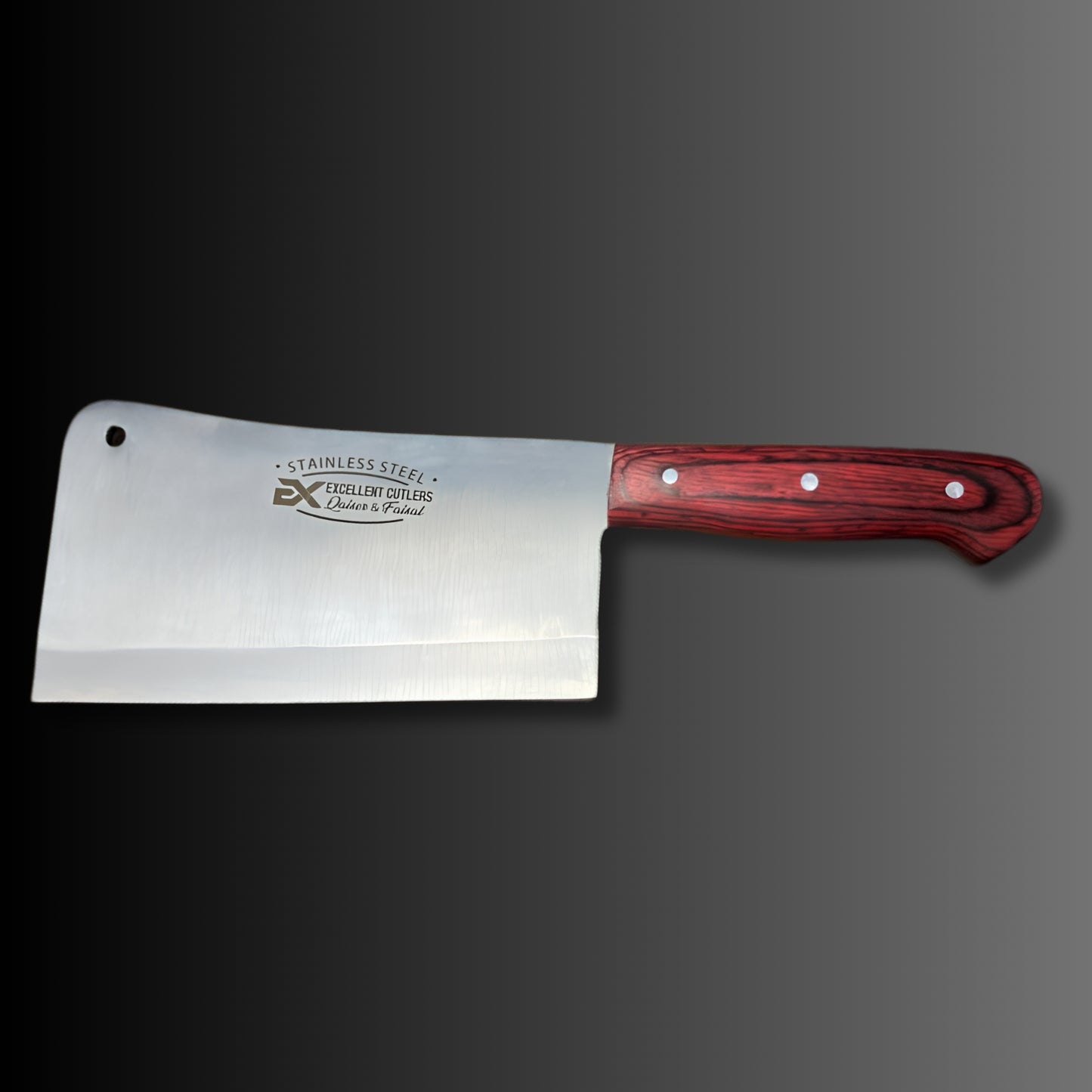 The Wazirabad Butcher Cleaver - 12-Chrome SS , Red Pakkawood Handle, Full Tang Cleaver for Mutton and Beef Ribs