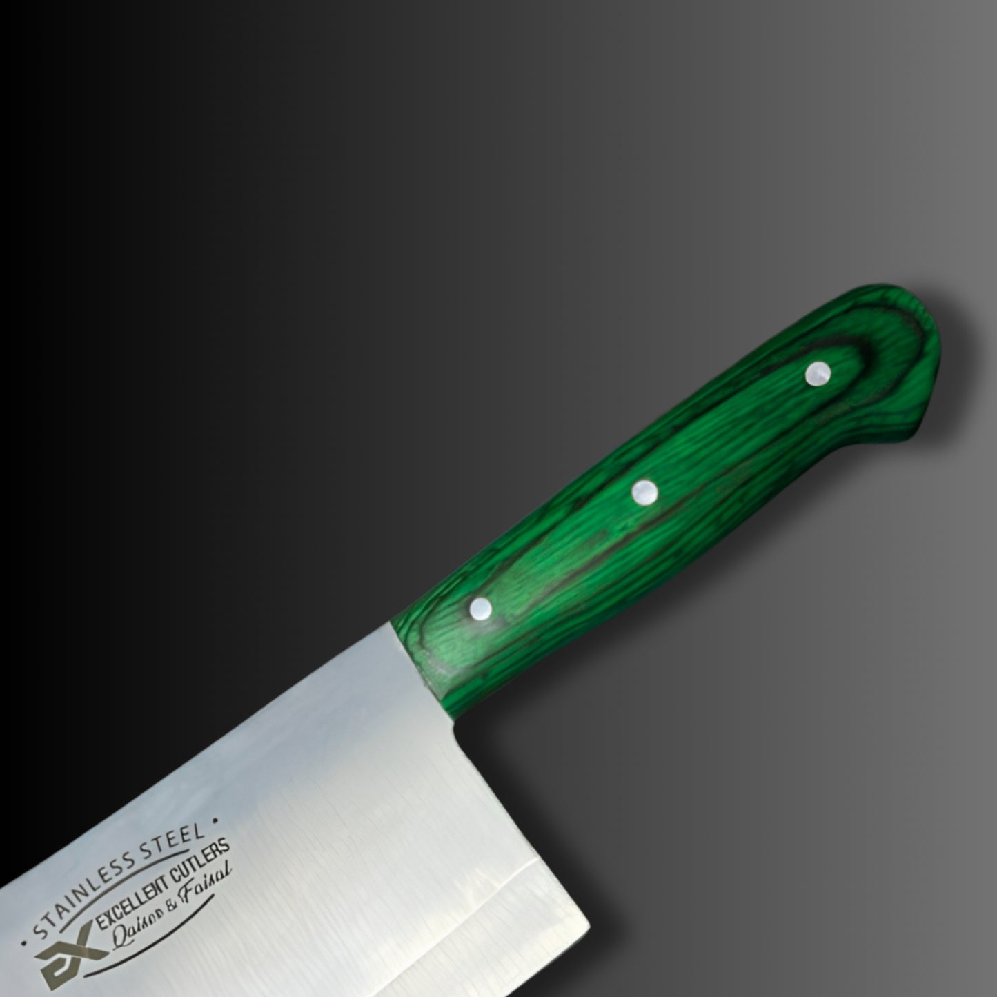 The Wazirabad Butcher Cleaver - 12-Chrome SS , Red Pakkawood Handle, Full Tang Cleaver for Mutton and Beef Ribs