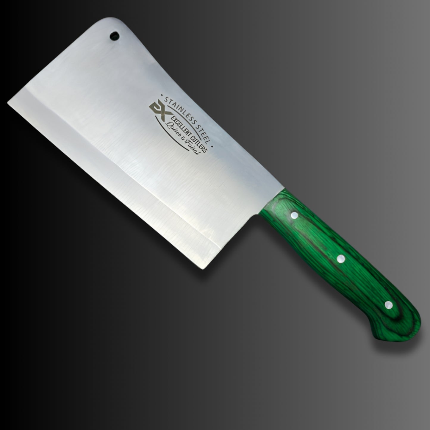 The Wazirabad Butcher Cleaver - 12-Chrome SS , Red Pakkawood Handle, Full Tang Cleaver for Mutton and Beef Ribs
