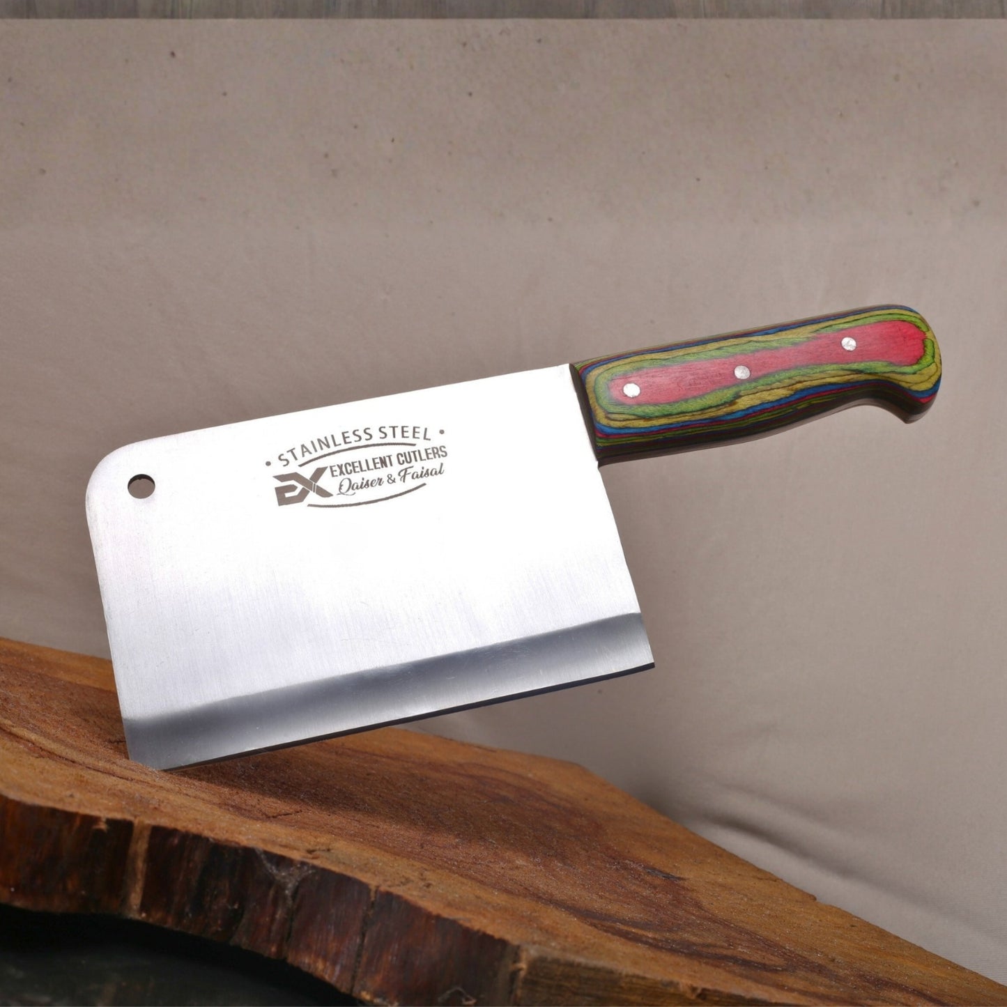 Excellent Kitchen Cleaver – Premium Quality 12Chrome Stainless Steel, Color Wood Handle  ( Weight 600 Gram )