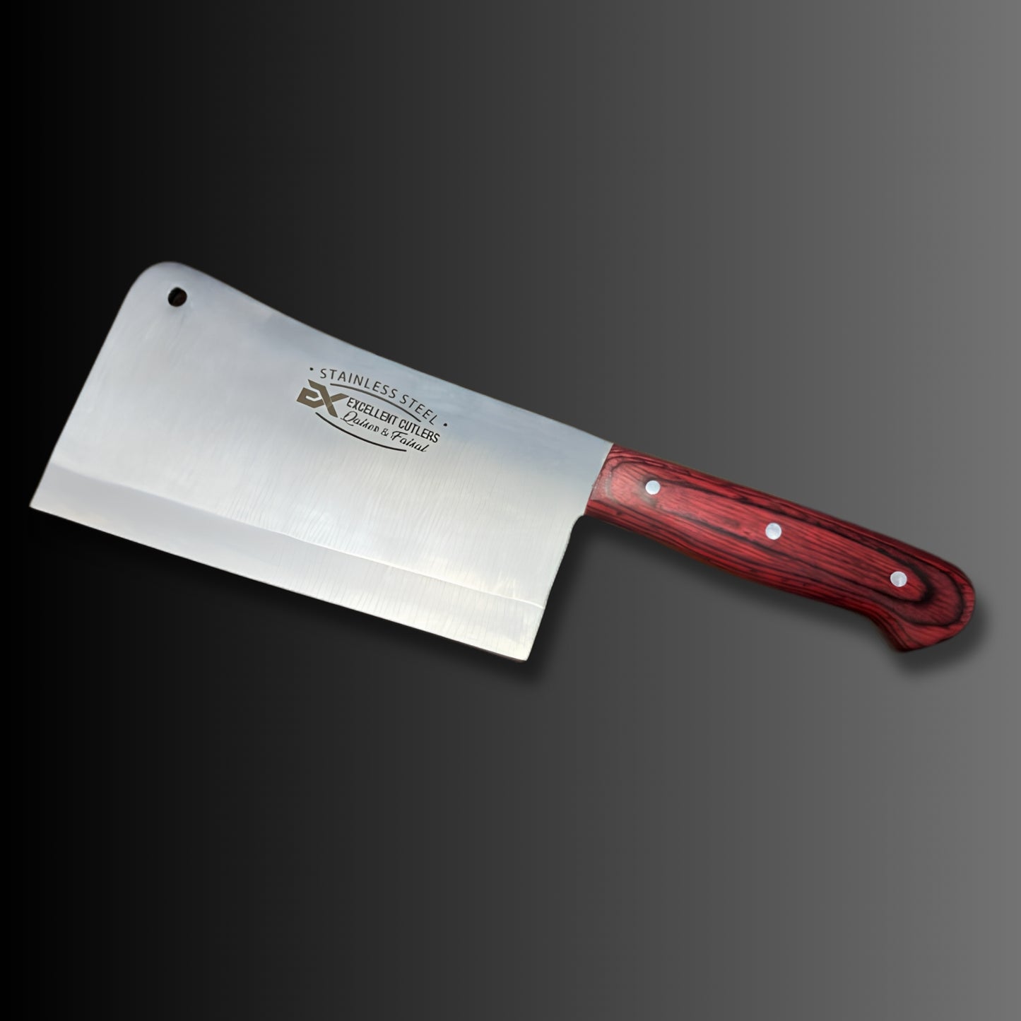 The Wazirabad Butcher Cleaver - 12-Chrome SS , Red Pakkawood Handle, Full Tang Cleaver for Mutton and Beef Ribs