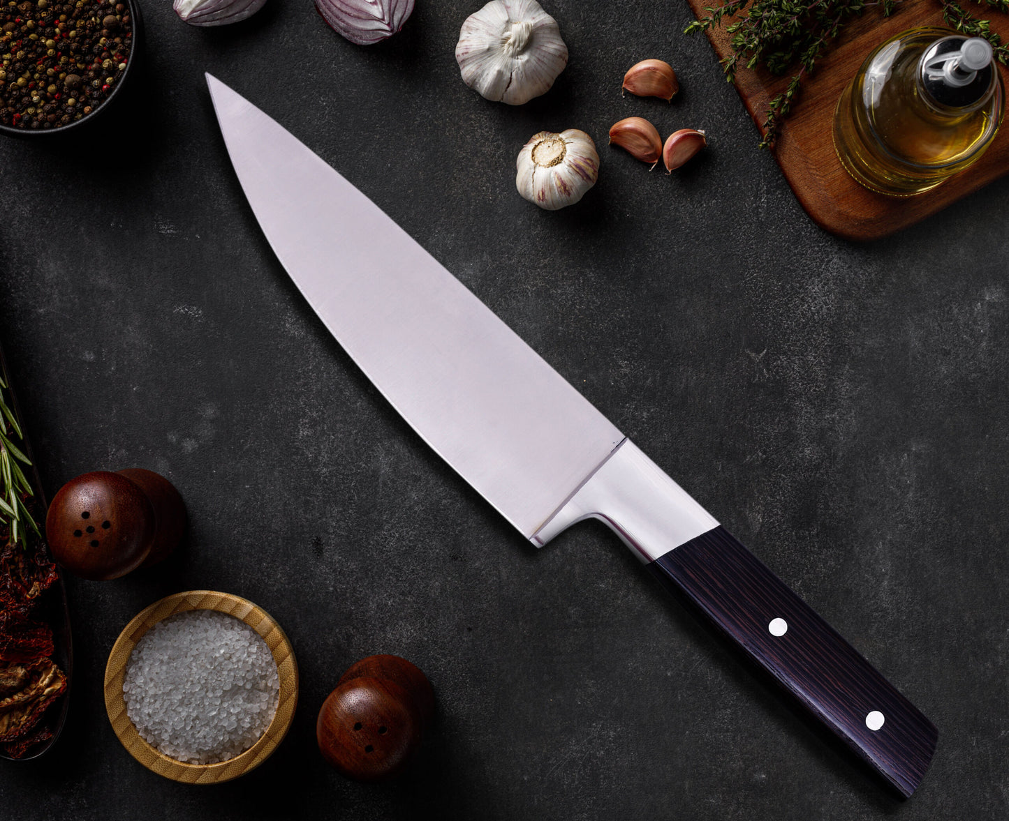 Marlins Premium Chef Knife In Japanese Stainless Steel-African Wenge Wood -12 Inch
