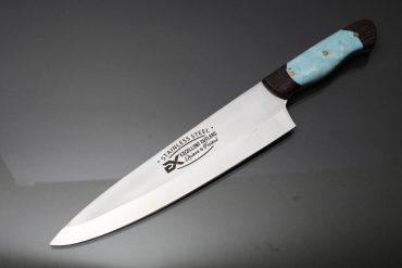 9" Premium Chef Knife In African Wenge Wood And Resin Handle