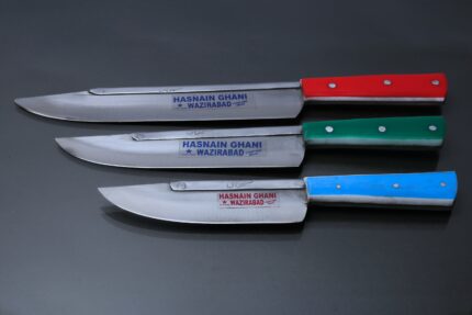Husnain Ghani 3pc Slaughter Knife set Funder blade Plastic handle (Blade length 6inch, 8inch and 10inch)