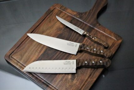 Seagull Set of 3pc Kitchen/Chef Knives With Hand-Forge Handles In Rosewood